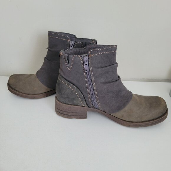 Earth Origins Prairie Phoenix Zip Up Gray Leather Suede Ankle Boots Size 6.5M - Picture 8 of 10